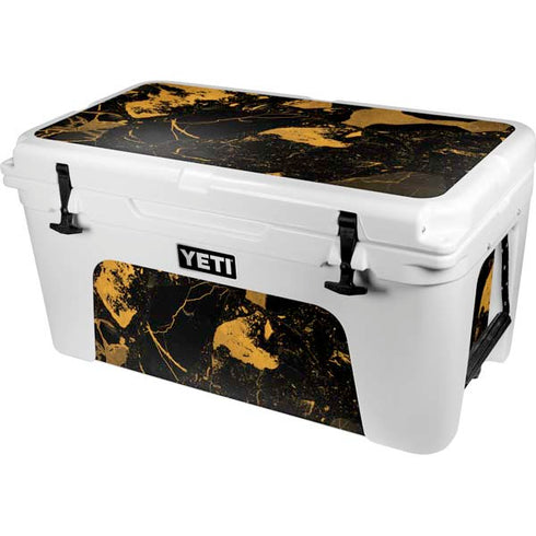 Black and Gold Scattered Marble YETI Tundra 65 Hard Cooler Skin