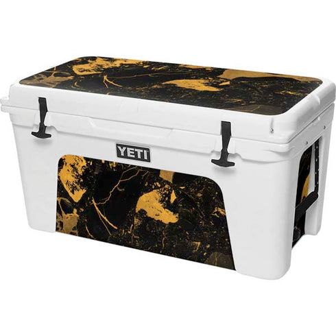 Black and Gold Scattered Marble YETI Tundra 75 Hard Cooler Skin
