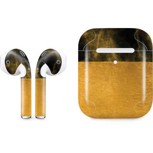 Black and Gold Split Marble Apple AirPods 2 Skin