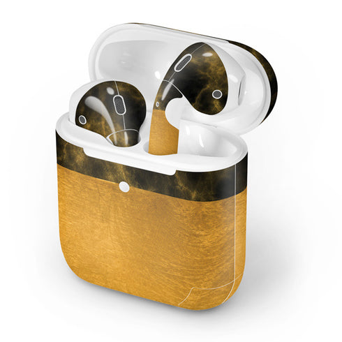Black and Gold Split Marble Apple AirPods 2 Skin