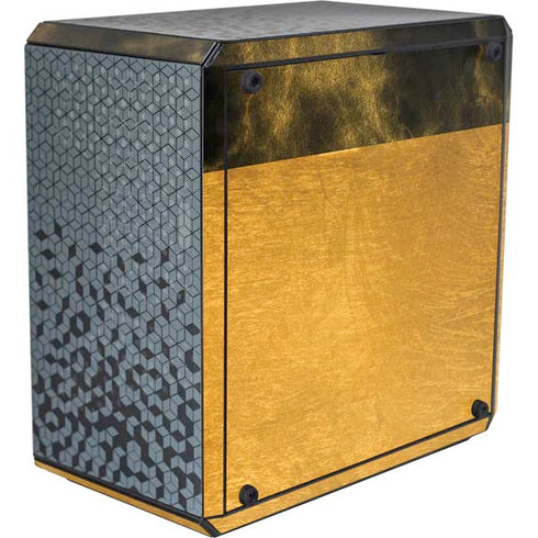 Black and Gold Split Marble Cooler Master MasterBox Q300L Mini Tower Skin