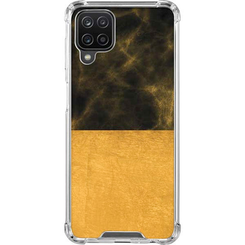 Black and Gold Split Marble Galaxy A12 Clear Case