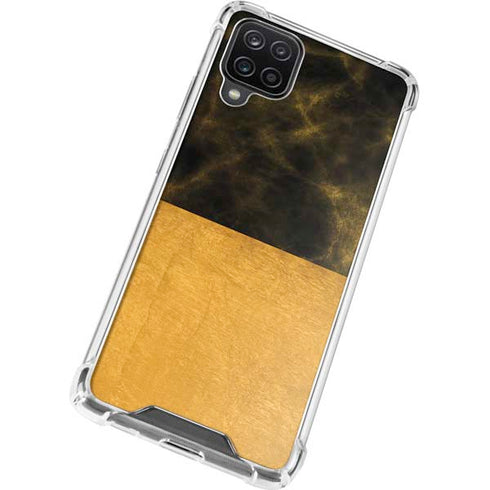 Black and Gold Split Marble Galaxy A12 Clear Case