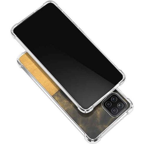Black and Gold Split Marble Galaxy A12 Clear Case