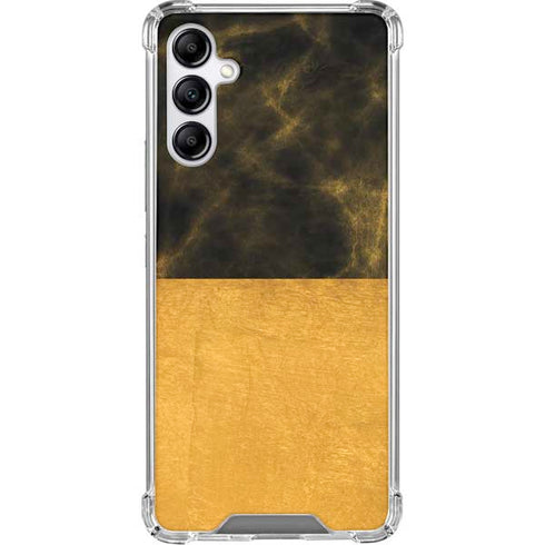 Black and Gold Split Marble Galaxy A15 5G Clear Case