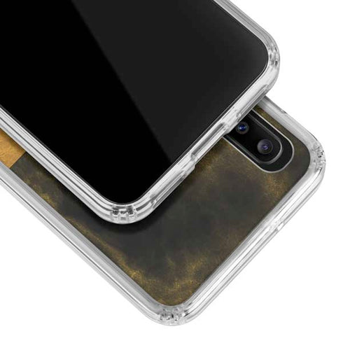 Black and Gold Split Marble Galaxy A20 Clear Case
