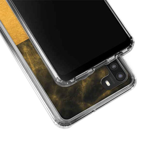 Black and Gold Split Marble Galaxy A21 Clear Case