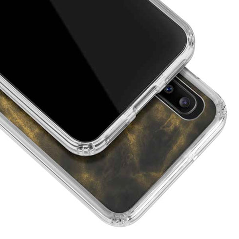 Black and Gold Split Marble Galaxy A30 Clear Case