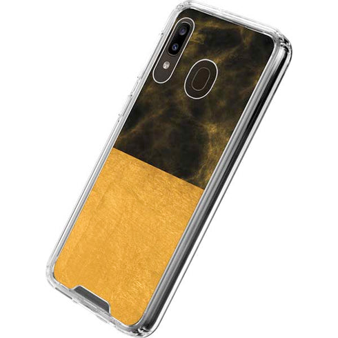 Black and Gold Split Marble Galaxy A30 Clear Case