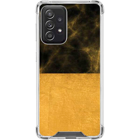 Black and Gold Split Marble Galaxy A52 5G Clear Case