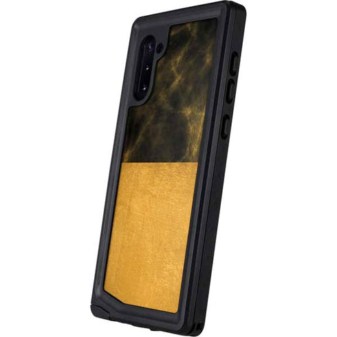 Black and Gold Split Marble Galaxy Note 10 Waterproof Case