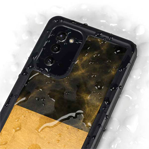 Black and Gold Split Marble Galaxy Note20 5G Waterproof Case