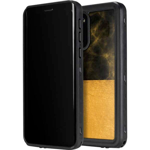 Black and Gold Split Marble Galaxy S20 Waterproof Case