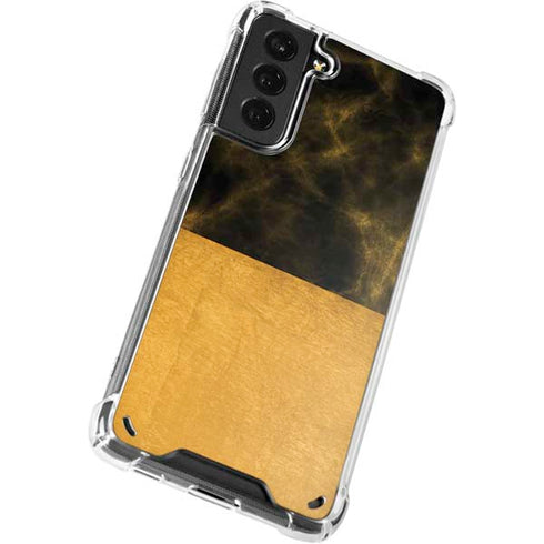 Black and Gold Split Marble Galaxy S21 5G Clear Case