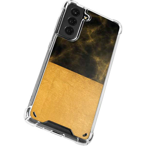 Black and Gold Split Marble Galaxy S21 Plus 5G Clear Case