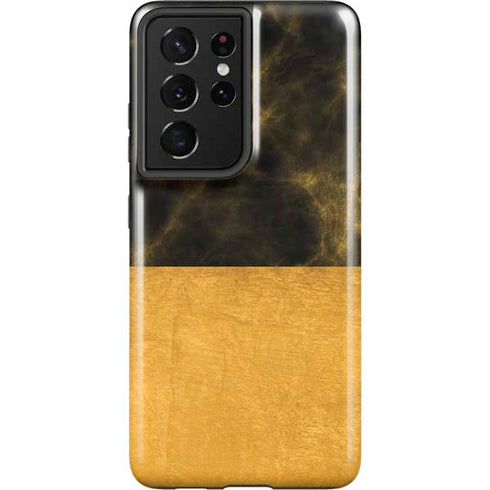 Black and Gold Split Marble Galaxy S21 Ultra 5G Pro Case