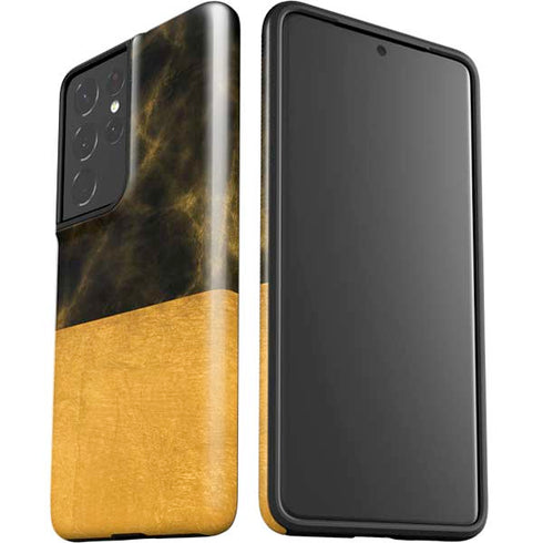 Black and Gold Split Marble Galaxy S21 Ultra 5G Pro Case