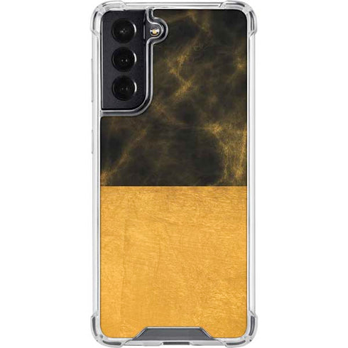 Black and Gold Split Marble Galaxy S22 Clear Case