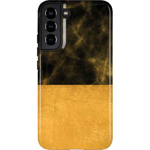 Black and Gold Split Marble Galaxy S22 Plus Pro Case