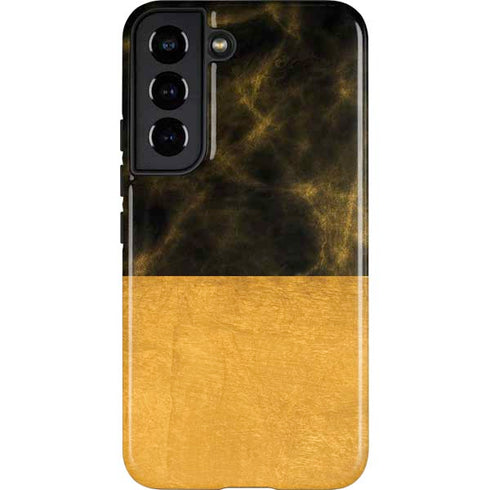 Black and Gold Split Marble Galaxy S22 Pro Case
