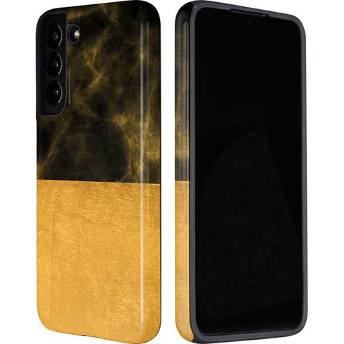 Black and Gold Split Marble Galaxy S22 Pro Case