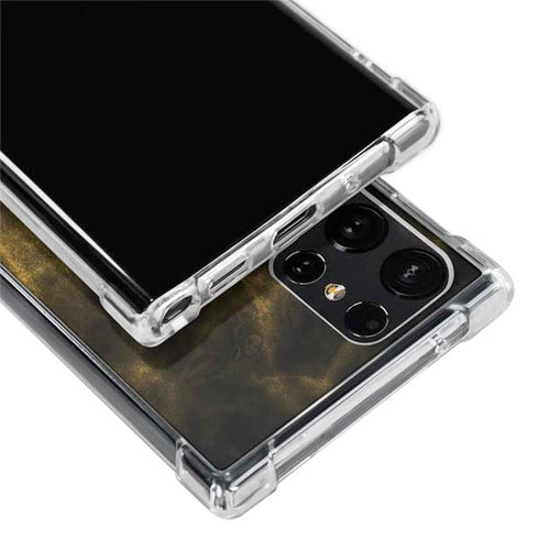 Black and Gold Split Marble Galaxy S22 Ultra Clear Case
