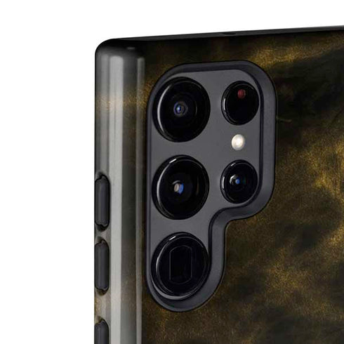 Black and Gold Split Marble Galaxy S22 Ultra Pro Case