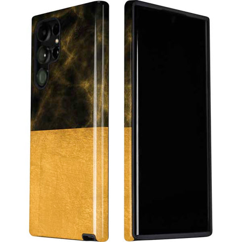 Black and Gold Split Marble Galaxy S22 Ultra Pro Case