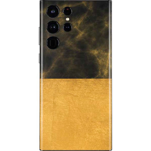 Black and Gold Split Marble Galaxy S22 Ultra Skin