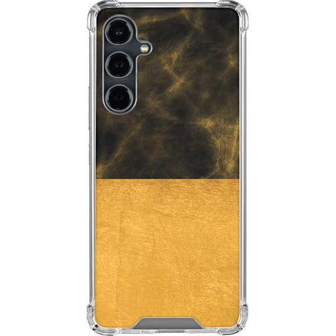 Black and Gold Split Marble Galaxy S23 FE Clear Case