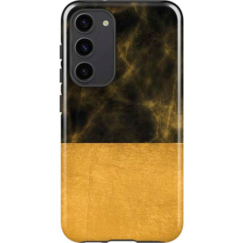Black and Gold Split Marble Galaxy S23 Plus Pro Case