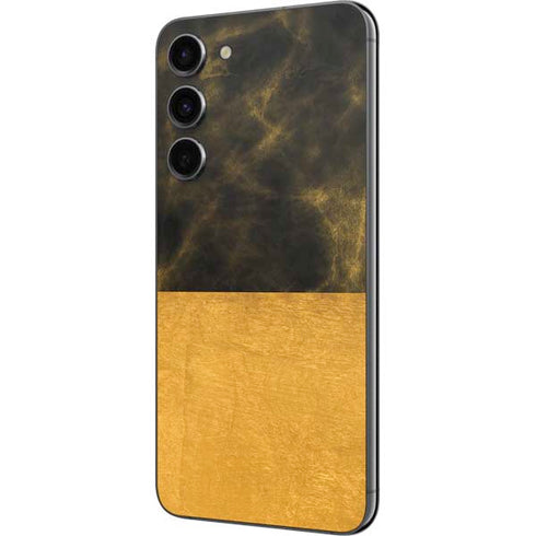 Black and Gold Split Marble Galaxy S23 Plus Skin