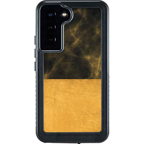 Black and Gold Split Marble Galaxy S23 Plus Waterproof Case