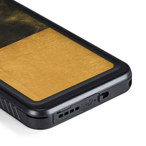 Black and Gold Split Marble Galaxy S23 Plus Waterproof Case