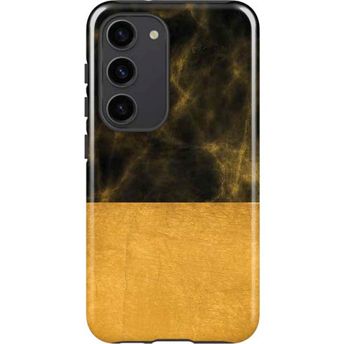 Black and Gold Split Marble Galaxy S23 Pro Case