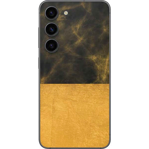 Black and Gold Split Marble Galaxy S23 Skin