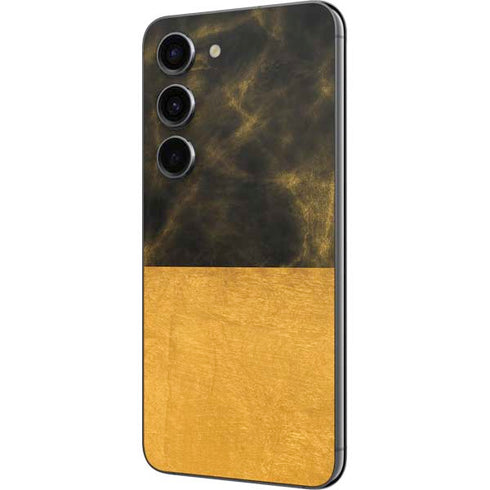 Black and Gold Split Marble Galaxy S23 Skin