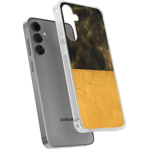 Black and Gold Split Marble Galaxy S24 Plus Clear Case