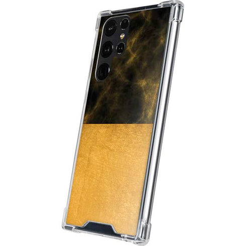 Black and Gold Split Marble Galaxy S24 Ultra Clear Case