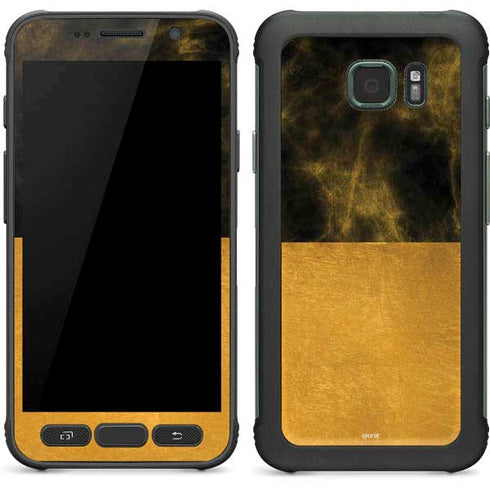 Black and Gold Split Marble Galaxy S7 Active Skin