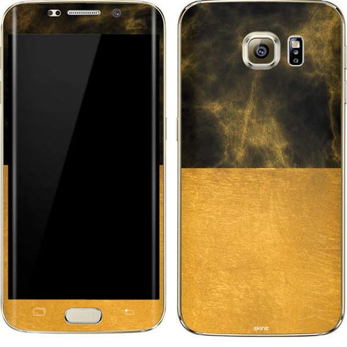 Black and Gold Split Marble Galaxy S7 Edge Skin