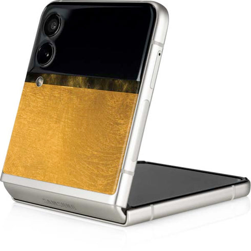 Black and Gold Split Marble Galaxy Z Flip3 5G Skin