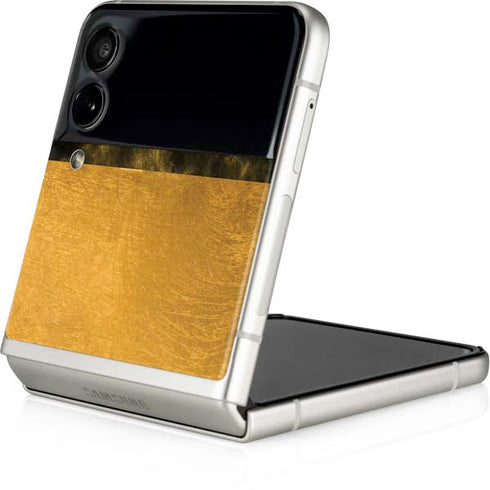 Black and Gold Split Marble Galaxy Z Flip4 5G Skin