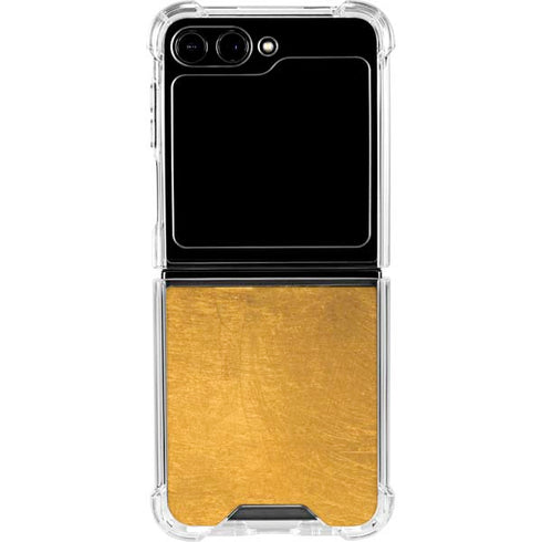 Black and Gold Split Marble Galaxy Z Flip5 5G Clear Case