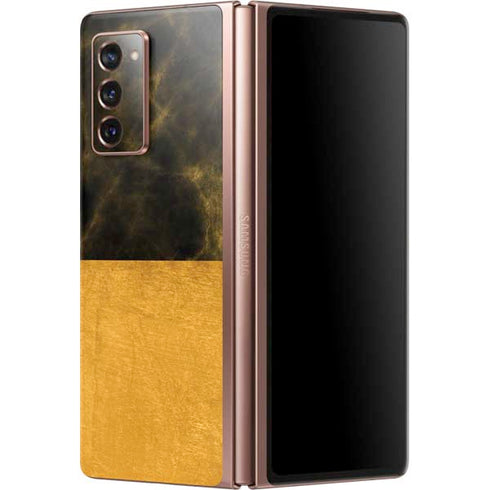 Black and Gold Split Marble Galaxy Z Fold2 5G Skin
