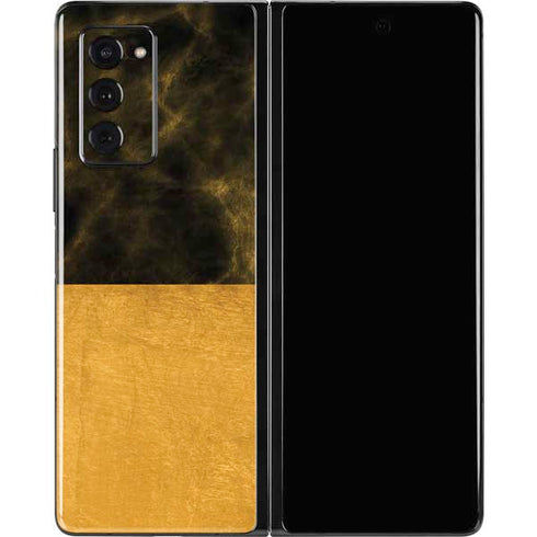 Black and Gold Split Marble Galaxy Z Fold2 5G Skin