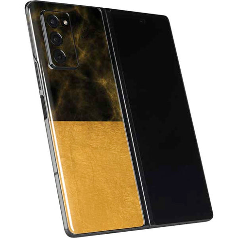 Black and Gold Split Marble Galaxy Z Fold2 5G Skin