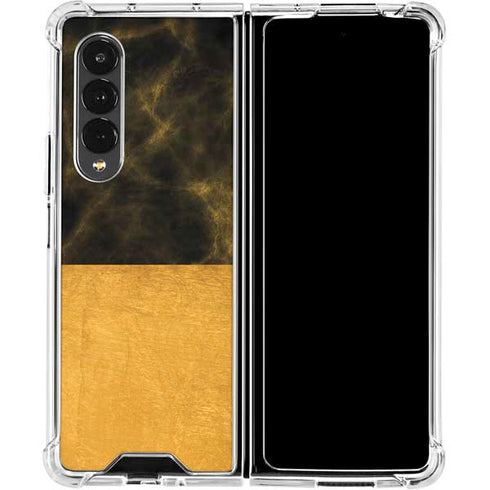 Black and Gold Split Marble Galaxy Z Fold4 5G Clear Case