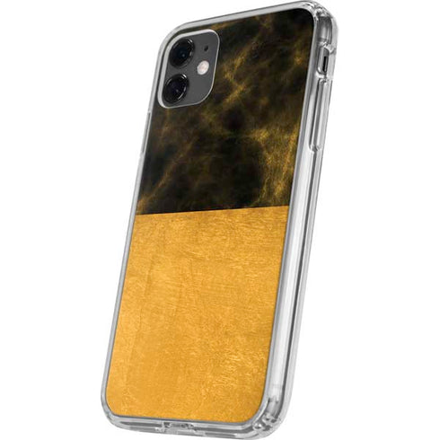 Black and Gold Split Marble iPhone 11 Clear Case