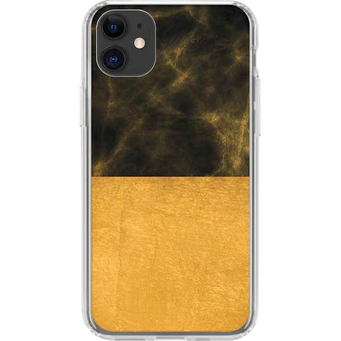 Black and Gold Split Marble iPhone 11 Clear Case